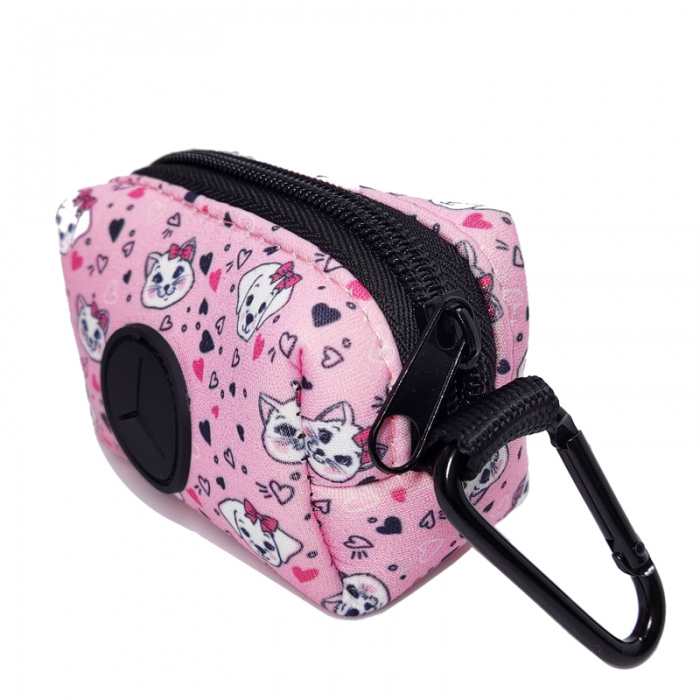 粉色定制热转印图案防水料猫咪便携狗狗宠物拾便包