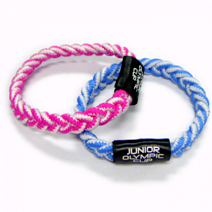 提花布标图圆绳松紧手工编织手腕装饰带