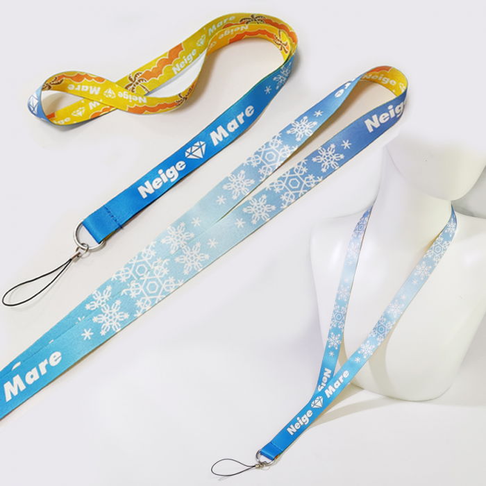 高品质全聚酯双面不一样图案升华转印定制图案电话挂带