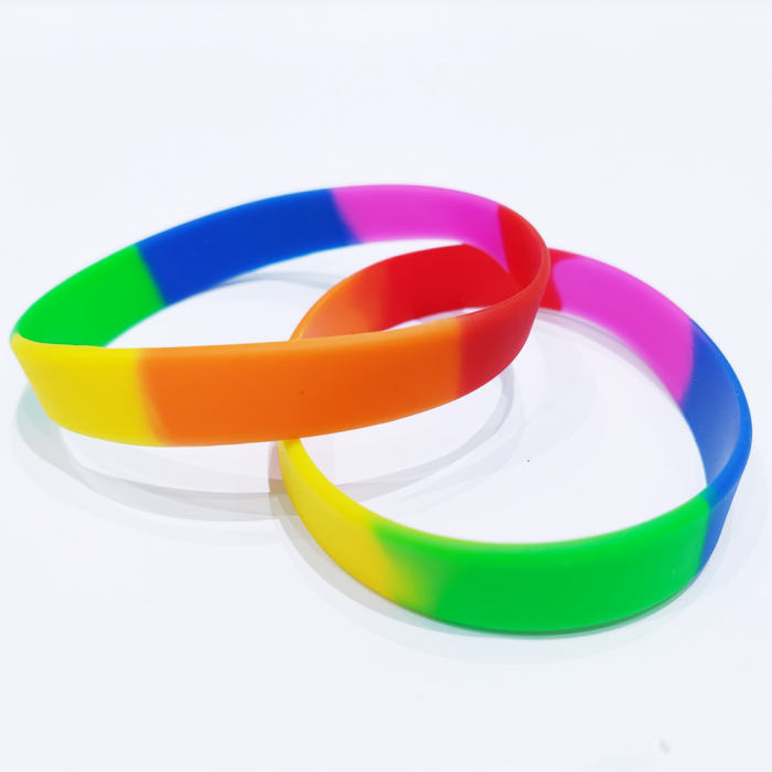 彩虹色硅胶手腕带手环