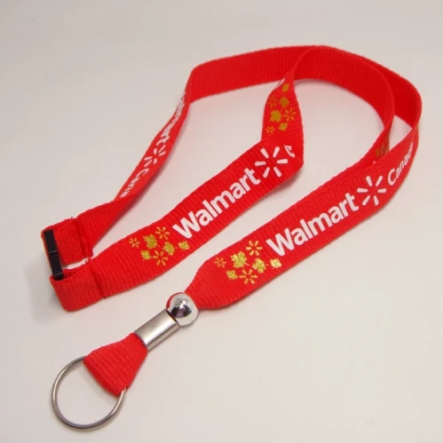 Gold sand printed logo key ring neck lanyards for business name card hodler straps