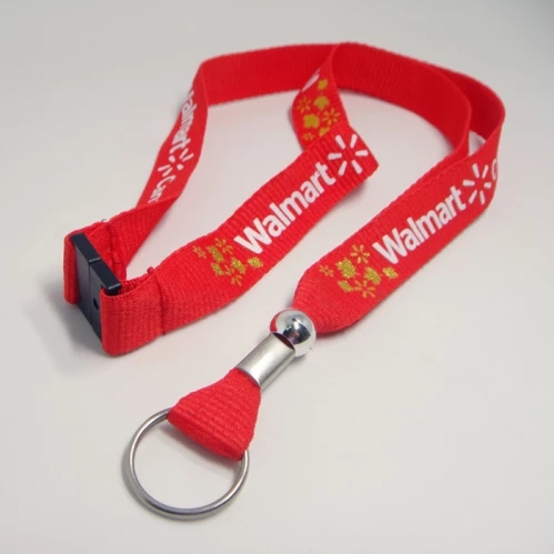 Gold sand printed logo key ring neck lanyards for business name card hodler straps