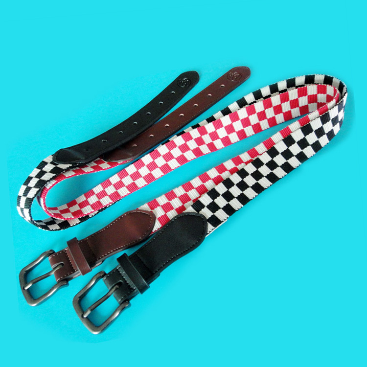 ジャカード赤白格子縞じま綴合すしんぴ高級のベルト