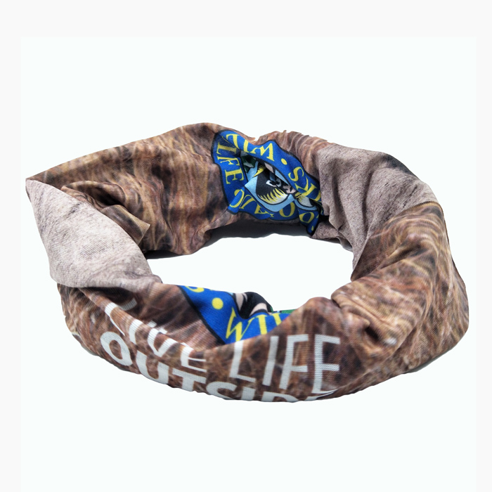 茶褐色多機能鹿柄熱転写印刷バンダナ