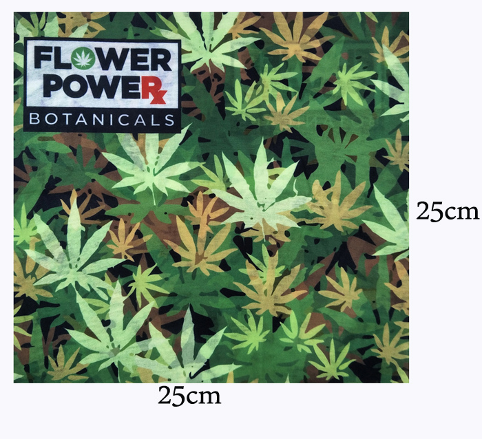 緑色葉柄柄熱転写印刷バンダナ